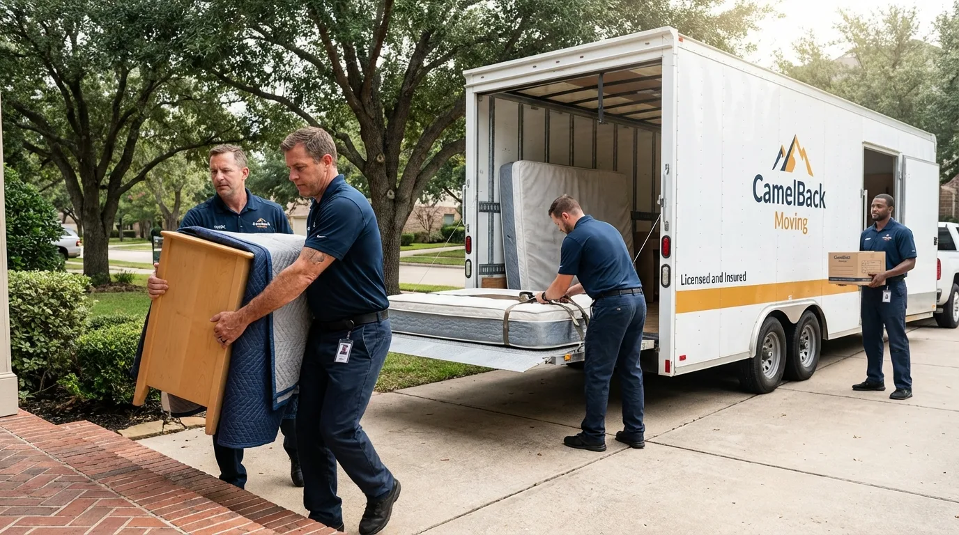Crew loading residential truck for cross-state move from Marcus Hook, PA