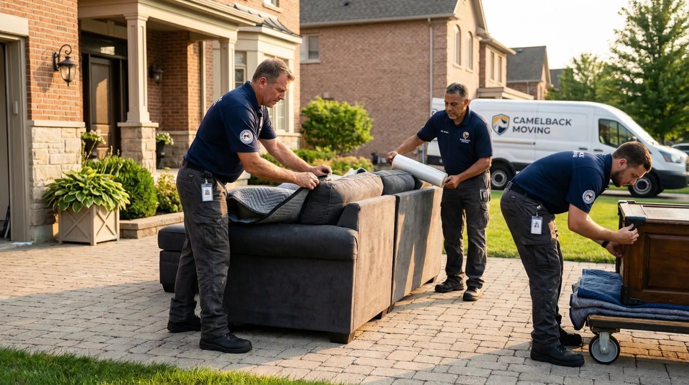 Large estate moving crew wrapping furniture in Marcus Hook, PA